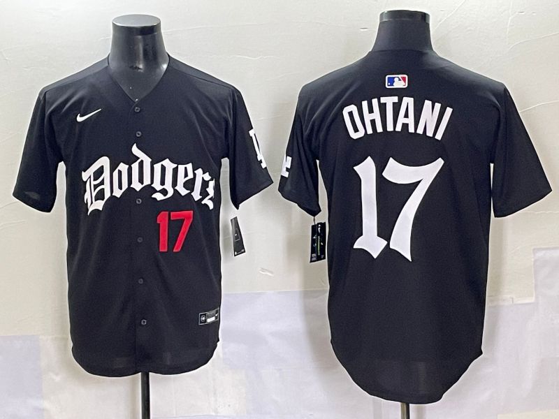 Men 2025 Los Angeles Dodgers #17 Ohtani Black Seventh generation Joint Name Nike MLB Jersey style 4->indiana pacers->NBA Jersey